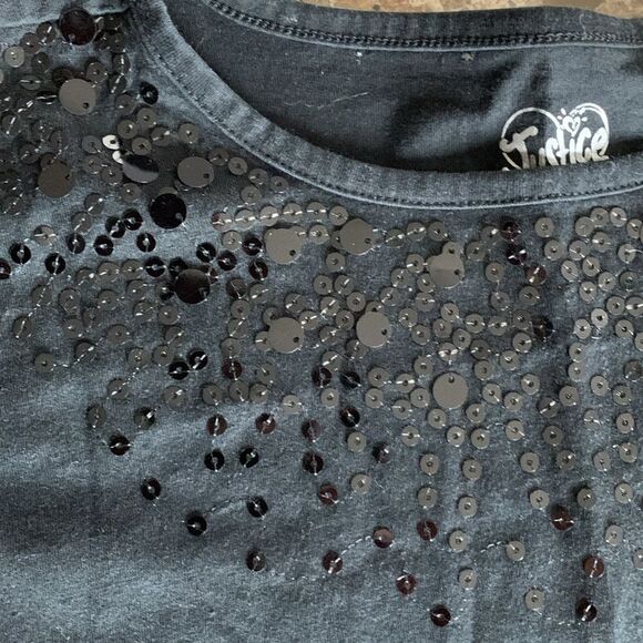 JUSTICE | Black Sequins Girls Long Sleeve Top T Shirt - Picture 7 of 9